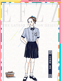 時尚淺藍色短袖女款學生服校服款式設計圖055