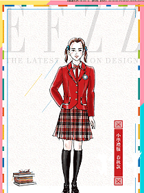 新款紅色長袖女款學生服校服款式圖057