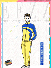 黃色條紋長(zhǎng)袖男款學(xué)生服校服款式設(shè)計(jì)圖064
