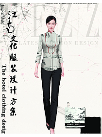 時尚水墨畫女款中餐服務員款式設計圖2014