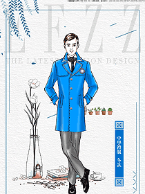 時(shí)尚藍(lán)色長(zhǎng)袖男款學(xué)生服校服款式設(shè)計(jì)圖072