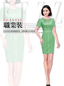 時尚綠色連衣裙款專賣店營業(yè)員制服設(shè)計圖1604