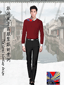 原創(chuàng)制服設(shè)計紅色男款西餐服務(wù)員服裝款式圖1308