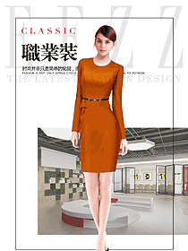 時尚連衣裙款女職業(yè)裝夏裝制服設計圖754