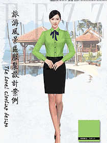 原創(chuàng)制服設計青綠色女款西餐服務員服裝款式圖1314