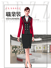 紅色女秋冬職業(yè)裝設(shè)計效果圖1535