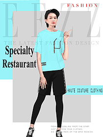 新款淺藍(lán)色女款快餐店服務(wù)員制服設(shè)計(jì)圖262