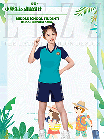 藍(lán)色短袖女款學(xué)生服校服款式設(shè)計圖099