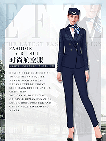 時尚藏藍(lán)色長袖空姐制服設(shè)計圖822