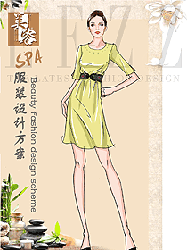 時(shí)尚黃色女款spa美容技師制服款式圖633