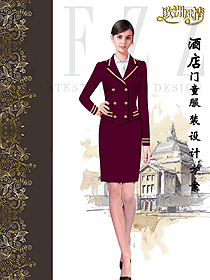 原創(chuàng)制服設(shè)計(jì)女款星級(jí)酒店門童服裝款式圖1276