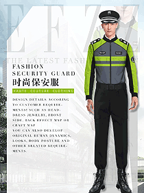 時尚長袖男款保安服交警制服設(shè)計(jì)圖426