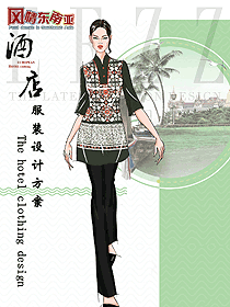 新款女款熱帶風情員工制服款式設計圖346