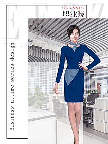 時尚深藍色女職業(yè)裝夏裝制服設(shè)計圖829