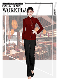 原創(chuàng)制服設(shè)計(jì)中餐服務(wù)員服裝款式圖2115