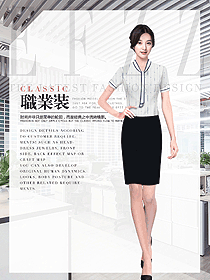 女職業裝修身款短袖襯衫設計圖394