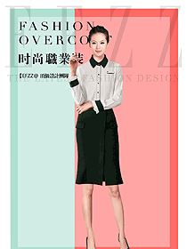 時尚灰色女職業裝長袖襯衫制服設計圖348