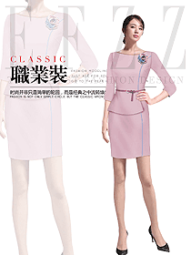 時(shí)尚淺粉色女職業(yè)裝夏裝制服設(shè)計(jì)圖938