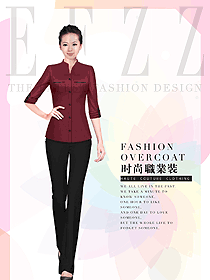 新款暗紅色女職業裝夏裝制服設計圖799