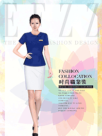 時尚藍色女職業(yè)裝夏裝制服設(shè)計圖852