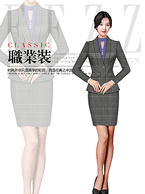 時(shí)尚灰色女職業(yè)裝夏裝制服設(shè)計(jì)圖948