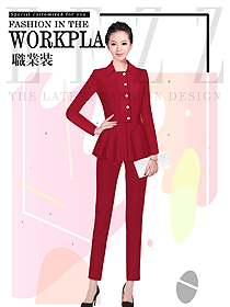 原創(chuàng)制服設(shè)計紅色女秋冬職業(yè)裝款式效果圖1591