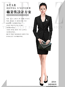 原創(chuàng)制服設(shè)計女秋冬職業(yè)裝款式效果圖1606