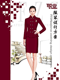 原創(chuàng)制服設(shè)計(jì)棗紅色女秋冬職業(yè)裝設(shè)計(jì)圖1704