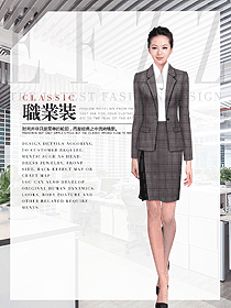 時(shí)尚條紋女秋冬職業(yè)裝制服設(shè)計(jì)圖1748