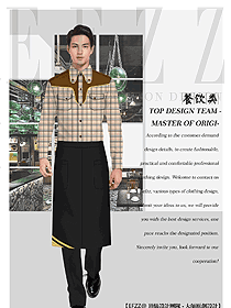 長(zhǎng)袖男款快餐廳服務(wù)員制服設(shè)計(jì)圖382