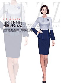 新款淺藍色女職業裝夏裝制服設計圖962