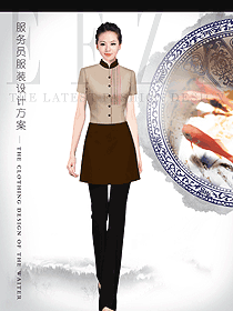 新款女款短袖中餐服務(wù)員制服款式設(shè)計(jì)圖2068