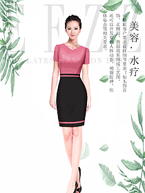時尚粉紅色女款按摩技師服款式設計圖1478