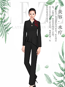 黑色長袖女款美容會所服裝款式圖766
