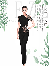 時(shí)尚黑色女款美容技師制服設(shè)計(jì)圖753