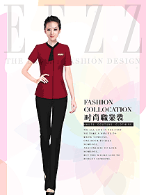 紅色短袖女款美容技師制服設(shè)計圖699