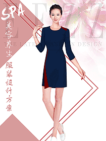 原創制服設計女款美容會所服裝款式圖656