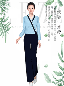 新款淺藍色女款美容技師制服設計圖648