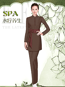 原創(chuàng)制服設(shè)計咖啡色女款美容會所服裝款式圖644