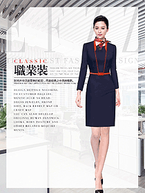 時尚藏青色女職業裝夏裝制服設計圖995