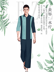 時尚男款美容技師制服設計圖891