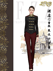原創制服設計女款酒店門童服裝款式圖1289