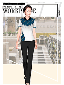 短袖女款快餐廳制服設(shè)計(jì)圖428