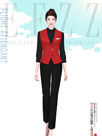 機場大廳女員工職業(yè)裝制服定制款設(shè)計圖