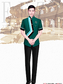 云南特色古鎮溫泉酒店門童制服夏季款工衣設計案例