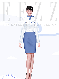 航空制服夏裝白色服裝物業管理員工作服空姐制服設計圖