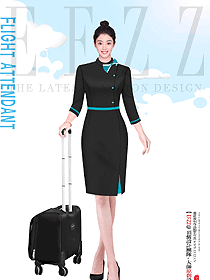 機乘地面工作人員乘務組美女連衣裙職業裝設計圖