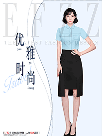 辦公女郎職業短袖襯衫服裝設計效果圖