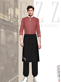 燒烤餐廳快餐店服務(wù)員工作服長(zhǎng)袖款定制