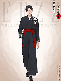 古風(fēng)男士中國風(fēng)俠客書生演出服手繪服裝設(shè)計圖